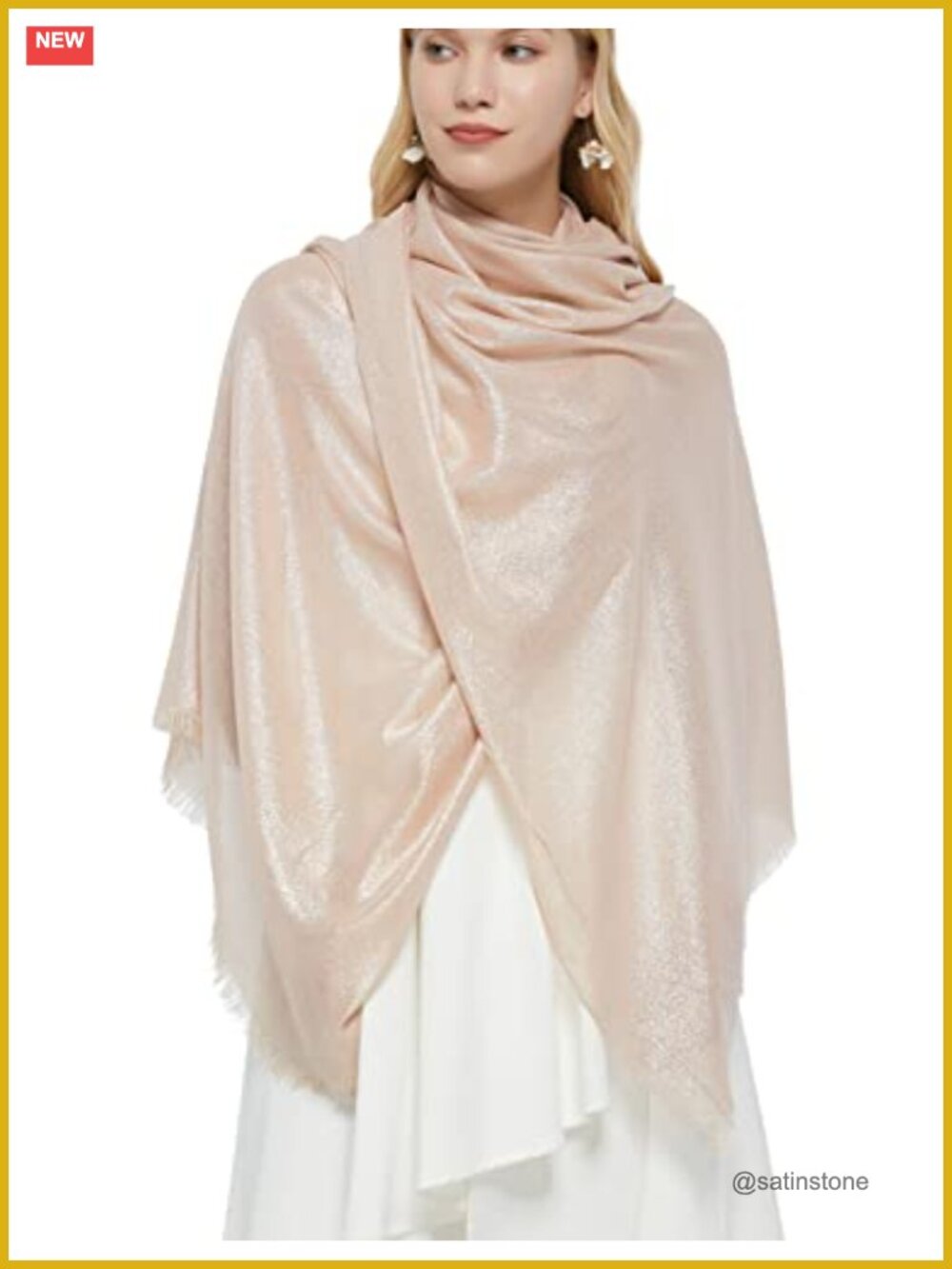 Women's Viscose Metallic Evening Shawl Fringed Wrap for Wedding Dressy Party